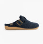 Toni Pons MIMA-FP Womens Mule Slippers Blue side view showcasing felt upper and rubber sole.