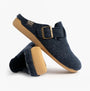 Toni Pons MIMA-FP Womens Mule Slippers Blue side view showing felt upper and rubber sole.