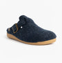 Toni Pons MIMA-FP Womens Mule Slippers Blue side view showcasing felt upper and rubber sole.