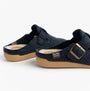 Toni Pons MIMA-FP Womens Mule Slippers Blue side view showcasing felt upper and faux fur lining with slip-on design.