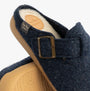 Toni Pons MIMA-FP Womens Mule Slippers Blue detail view showcasing felt upper and faux fur lining.