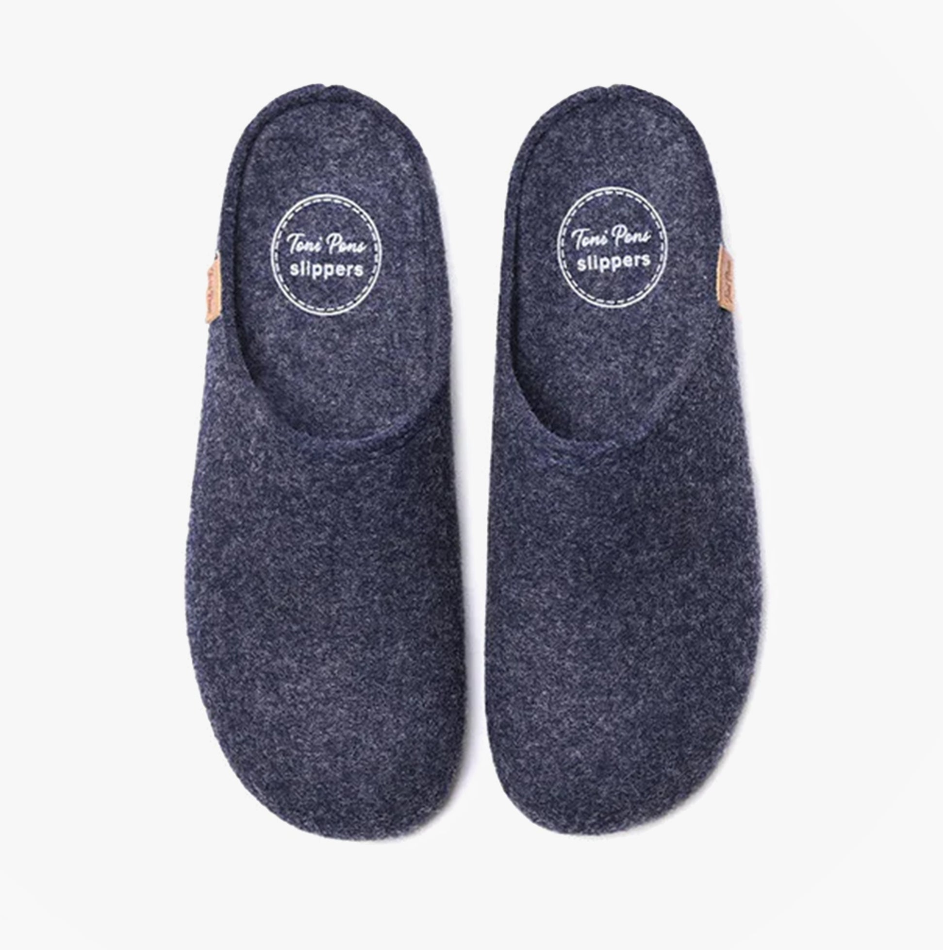 Toni Pons MONA-FR Womens Mari top view, dark felt mules slippers with round toe and slip-on design.