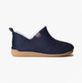 Toni Pons MOSCU-BD Womens Slippers Mari side view in navy suede with faux fur lining and slip-on design.