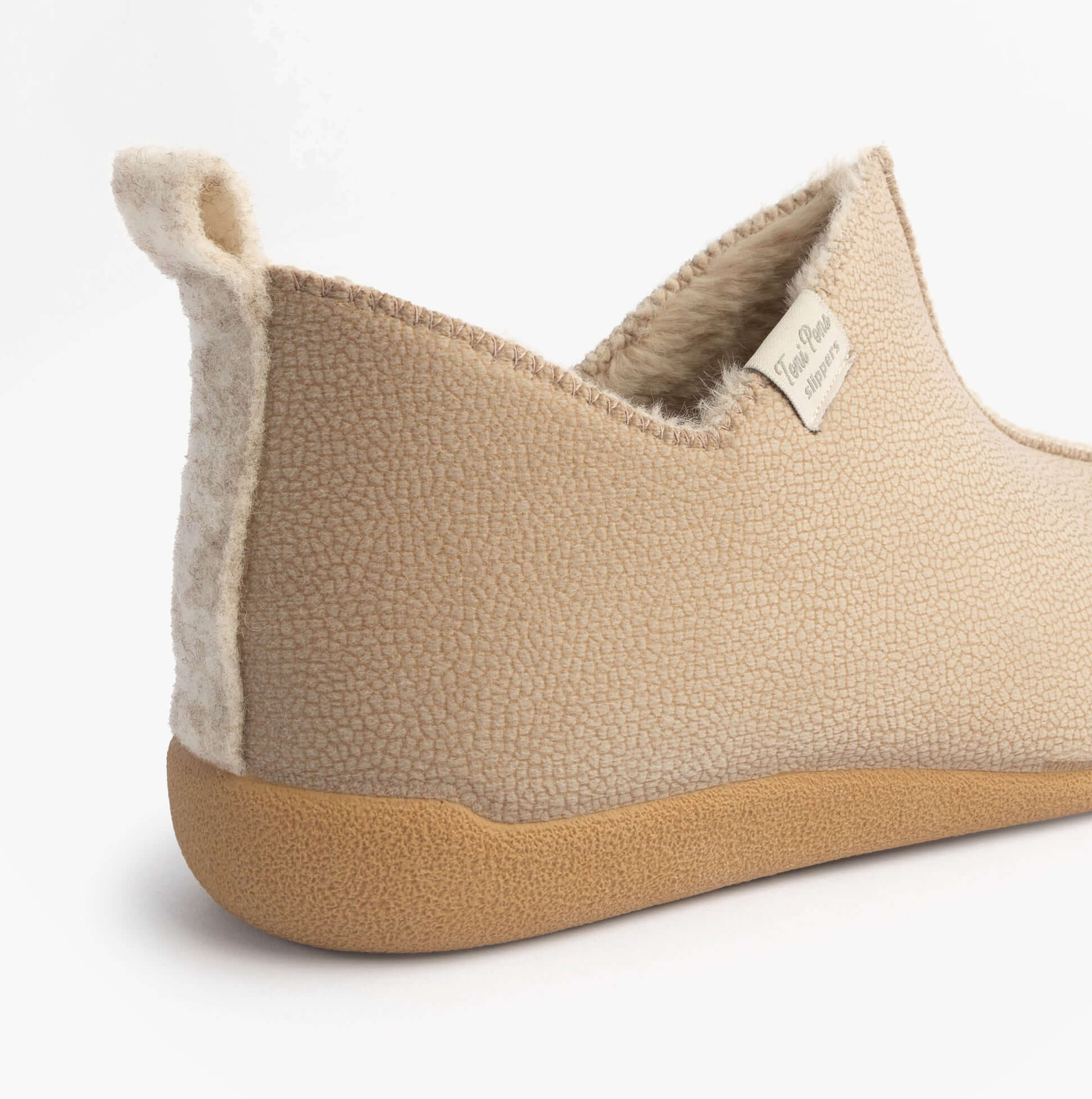 Toni Pons MOSCU-BD Womens Boot Slippers Beige side view showcasing fabric upper and faux fur lining.
