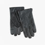 Totes Isotoner SMARTOUCH WATER REPELLENT 3 POINT LEATHER Mens Gloves Black front view showing soft genuine leather design.