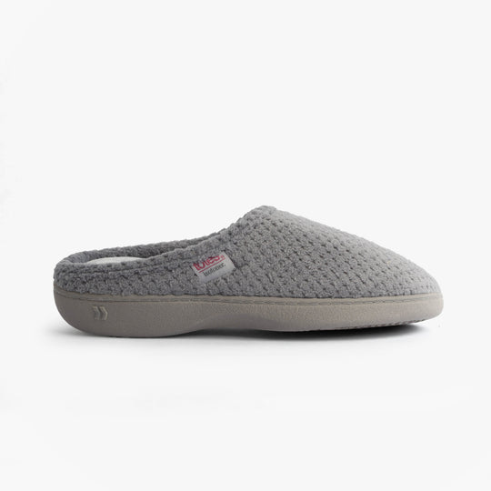 Totes Isotoner POPCORN TERRY Womens Mule Slippers Grey