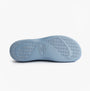 Bottom view of Totes Isotoner POPCORN TERRY Womens Mule Slippers Iris Blue Star with flat TPR sole.