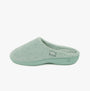 Totes Isotoner POPCORN TERRY Womens Mule Slippers Mint side view showing soft texture and comfortable slip-on design.