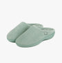 Totes Isotoner POPCORN TERRY Womens Mule Slippers Mint, side view showing soft texture and round toe design.