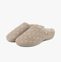 Totes Isotoner POPCORN TERRY Womens Mule Slippers Natural Spot side view showing soft, plush fabric and slip-on design.