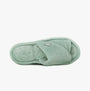 Totes Isotoner POPCORN TURNOVER OPEN TOE Womens Mule Slippers Mint top view showing soft mint fabric and open toe design.