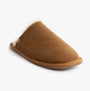 Totes Isotoner REAL SUEDE MULE Womens Slippers Tan side view showing suede upper and slip-on design.