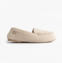 Totes Isotoner TEXTURED Womens Moccasin Slippers Light Brown side view showcasing the cotton upper and slip-on design.