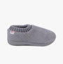 Totes Isotoner POPCORN FULL BACK BOOTIE Womens Slippers Grey side view showing textured upper and slip-on design.