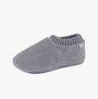 Totes Isotoner POPCORN FULL BACK BOOTIE Womens Slippers Grey side view showing soft polyester upper and round toe design.
