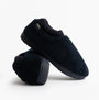 Totes Isotoner POPCORN FULL BACK BOOTIE Womens Slippers Navy side view showing the textured upper and comfortable fit.