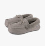 Totes Isotoner HERRINGBONE MOCCASIN WITH FUR CUFF Womens Slippers Grey side view showcasing soft fur lining.