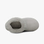 Totes Isotoner KNIT BOOT WITH FUR CUFF Womens Bootie Slippers Grey top view showing soft fur lining and textile upper.