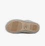 Totes Isotoner KNIT BOOT WITH FUR CUFF Womens Bootie Slippers Grey bottom view showing rubber sole and texture.