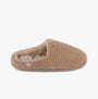 Totes Isotoner CURLY FUR MULE Womens Mule Slippers Natural side view showing cozy fur texture and slip-on design.