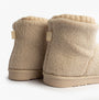 Totes Isotoner BORG BOOT WITH CUFF DETAIL Womens Boot Slippers Cream rear view with soft lining and cuff detail.