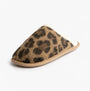 Totes Isotoner ANIMAL FUR Womens Mule Slippers Animal Print side view with leopard pattern and soft lining