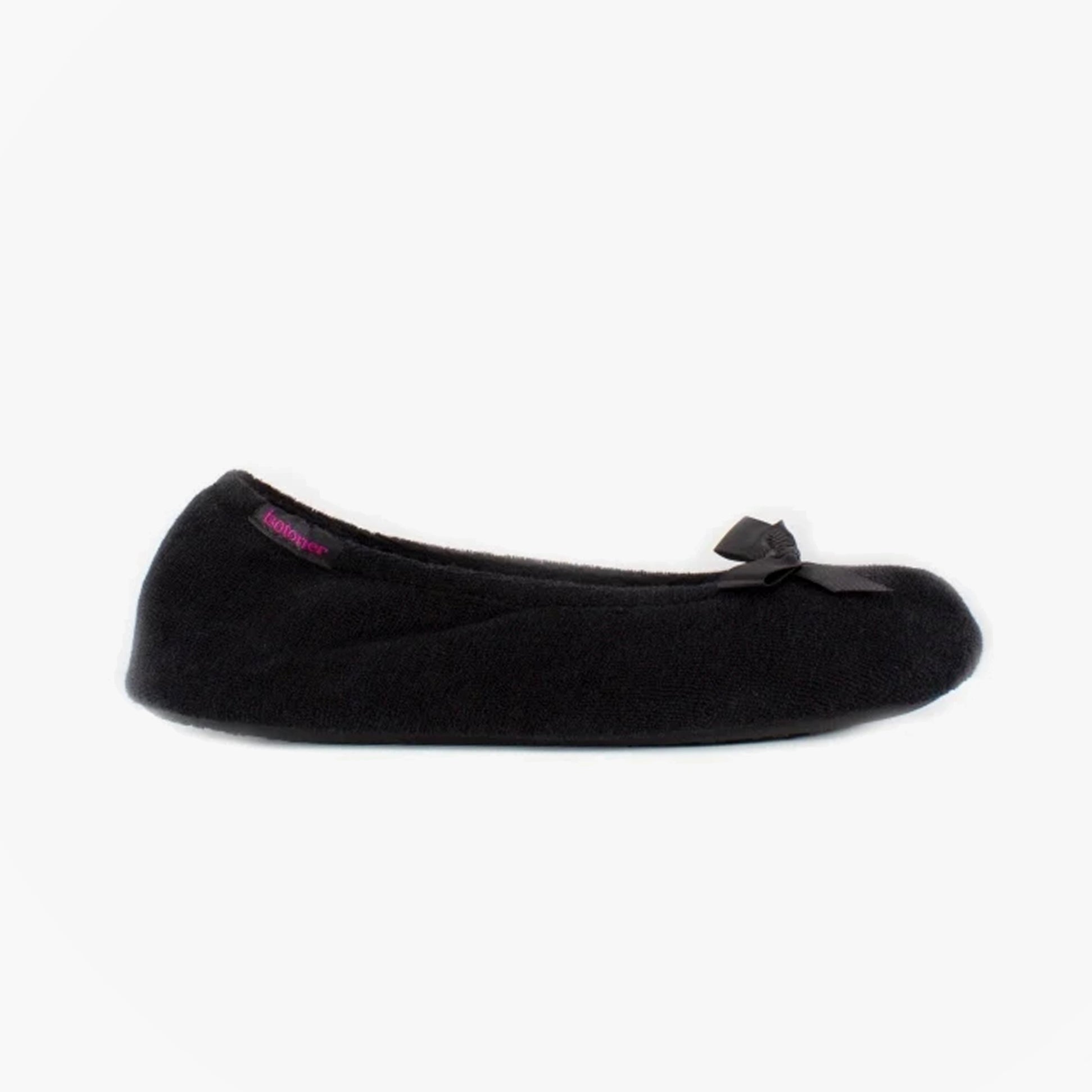 Totes Isotoner TERRY BALLERINA SLIPPERS Womens Full Slippers Black