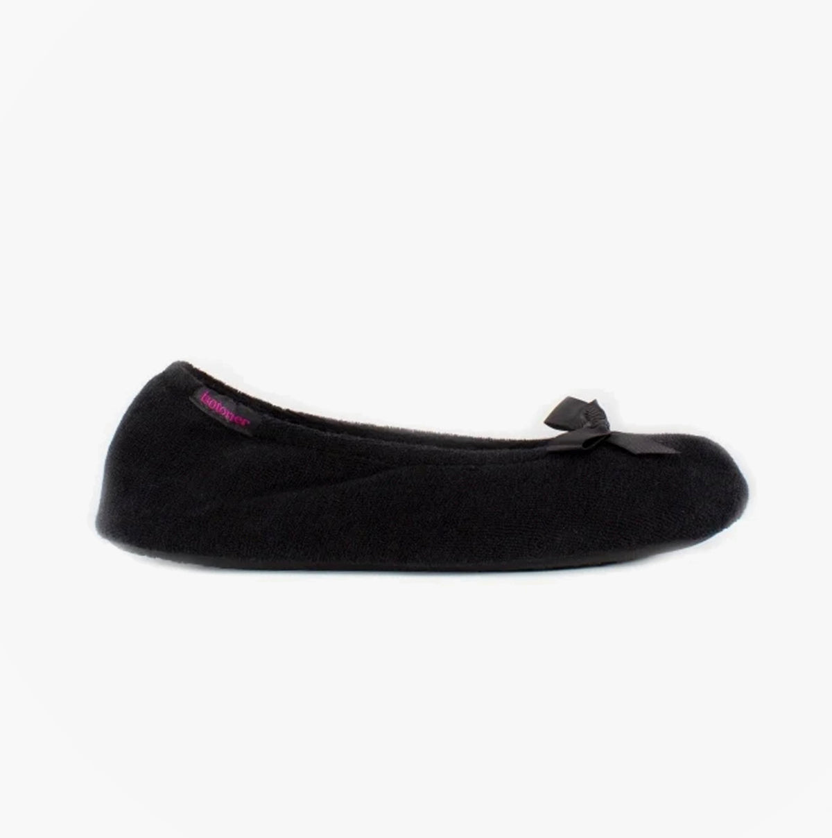 Totes Isotoner TERRY BALLERINA SLIPPERS Womens Full Slippers Black