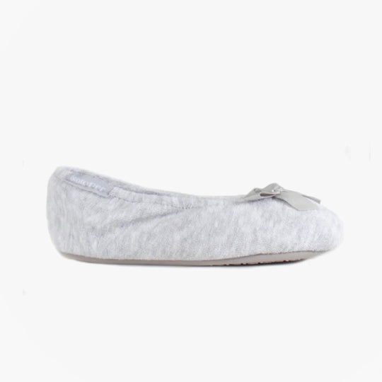 Totes Isotoner TERRY BALLERINA SLIPPERS Womens Full Slippers Grey