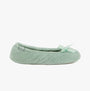 Totes Isotoner POPCORN BALLET Womens Ballerina Slippers Mint side view showcasing soft texture and bow detail.