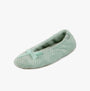 Totes Isotoner POPCORN BALLET Womens Ballerina Slippers Mint side view with bow detail