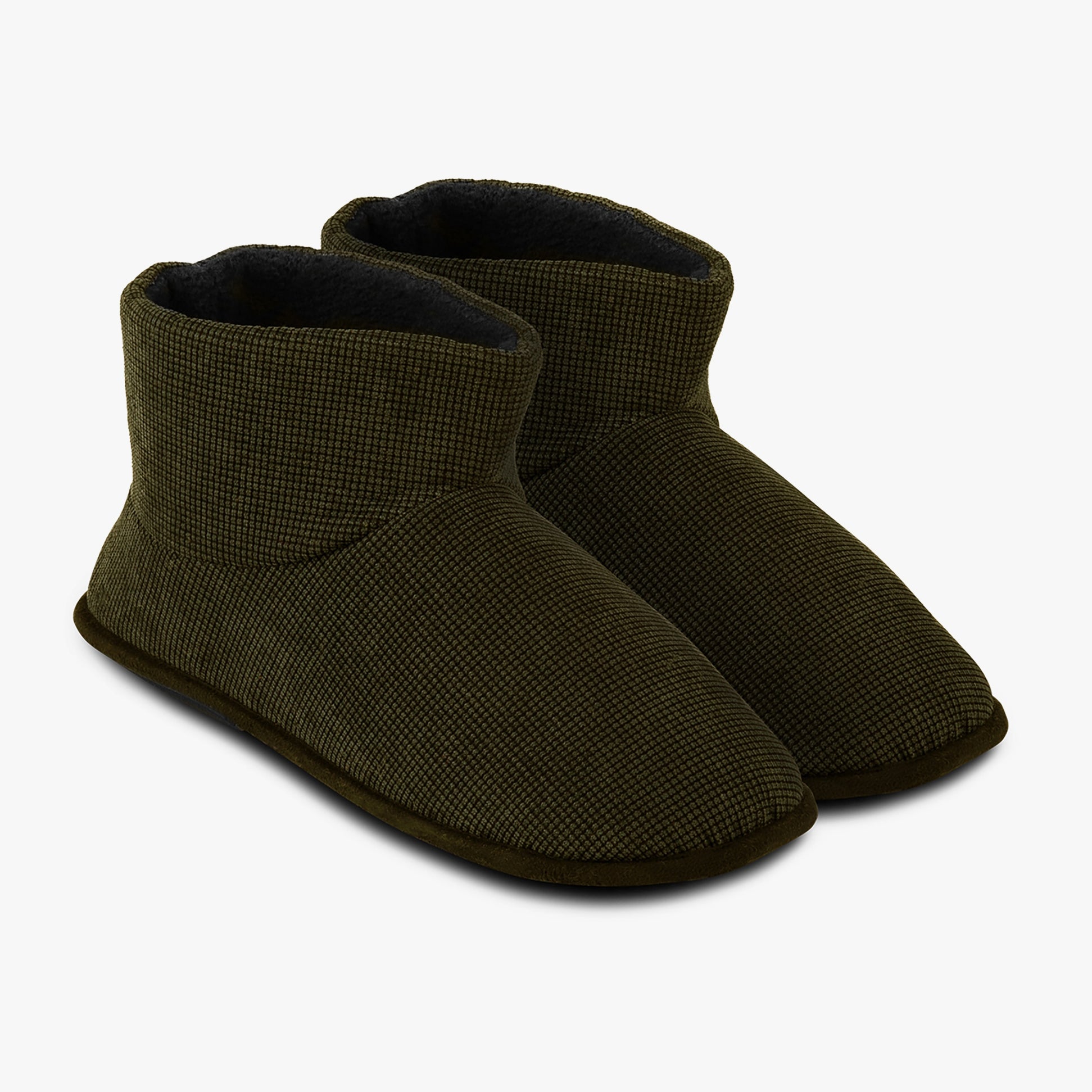 TEXTURED CORD Mens Boot Slippers Khaki