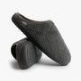 Totes Isotoner SWEPT BACK POPCORN MULE Mens Mule Slippers Grey side view and detail view of slippers with a textured upper.