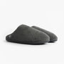 Totes Isotoner SWEPT BACK POPCORN MULE Mens Mule Slippers Grey side view showing textured upper and slip-on design.