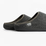 Totes Isotoner SWEPT BACK POPCORN MULE Mens Mule Slippers Grey side view, featuring soft textured upper and slip-on design.