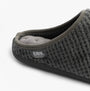 Totes Isotoner SWEPT BACK POPCORN MULE Mens Mule Slippers Grey side view showing textured upper and padded interior.