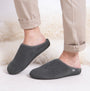 Totes Isotoner SWEPT BACK POPCORN MULE Mens Mule Slippers Grey, side view showcasing textured upper and slip-on design.