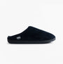 Totes Isotoner SWEPT BACK POPCORN MULE Mens Mule Slippers Navy side view showing the soft polyester upper and comfortable design.