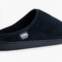 Totes Isotoner SWEPT BACK POPCORN MULE Mens Mule Slippers Navy side view, soft polyester upper and slip-on design.