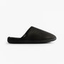 Totes Isotoner SQUARE PATTERNED SMART MULE Mens Mule Slippers Black side view showing textured upper design.