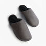 Totes Isotoner SQUARE PATTERNED SMART MULE Mens Mule Slippers Grey top view of slippers with round toe shape and slip-on design.