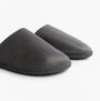 Totes Isotoner SQUARE PATTERNED SMART MULE Mens Mule Slippers Grey side view showing textured upper and round toe design.