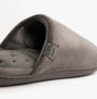 Totes Isotoner SQUARE PATTERNED SMART MULE Mens Mule Slippers Grey side view showcasing soft polyester material and padded footbed.