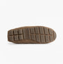 Totes Isotoner SUEDE CLASSIC Moccasin Slippers Mens Sand bottom view showing TPR sole with textured design.