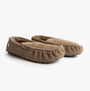 Totes Isotoner SUEDE CLASSIC Moccasin Slippers Mens Sand side view showcasing suede material and slip-on design.
