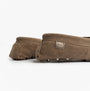 Totes Isotoner SUEDE CLASSIC Moccasin Slippers Mens Sand side view showing soft suede material and round toe design.
