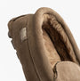 Totes Isotoner SUEDE CLASSIC Moccasin Slippers Mens Sand detail view showing soft suede material and warm lining.