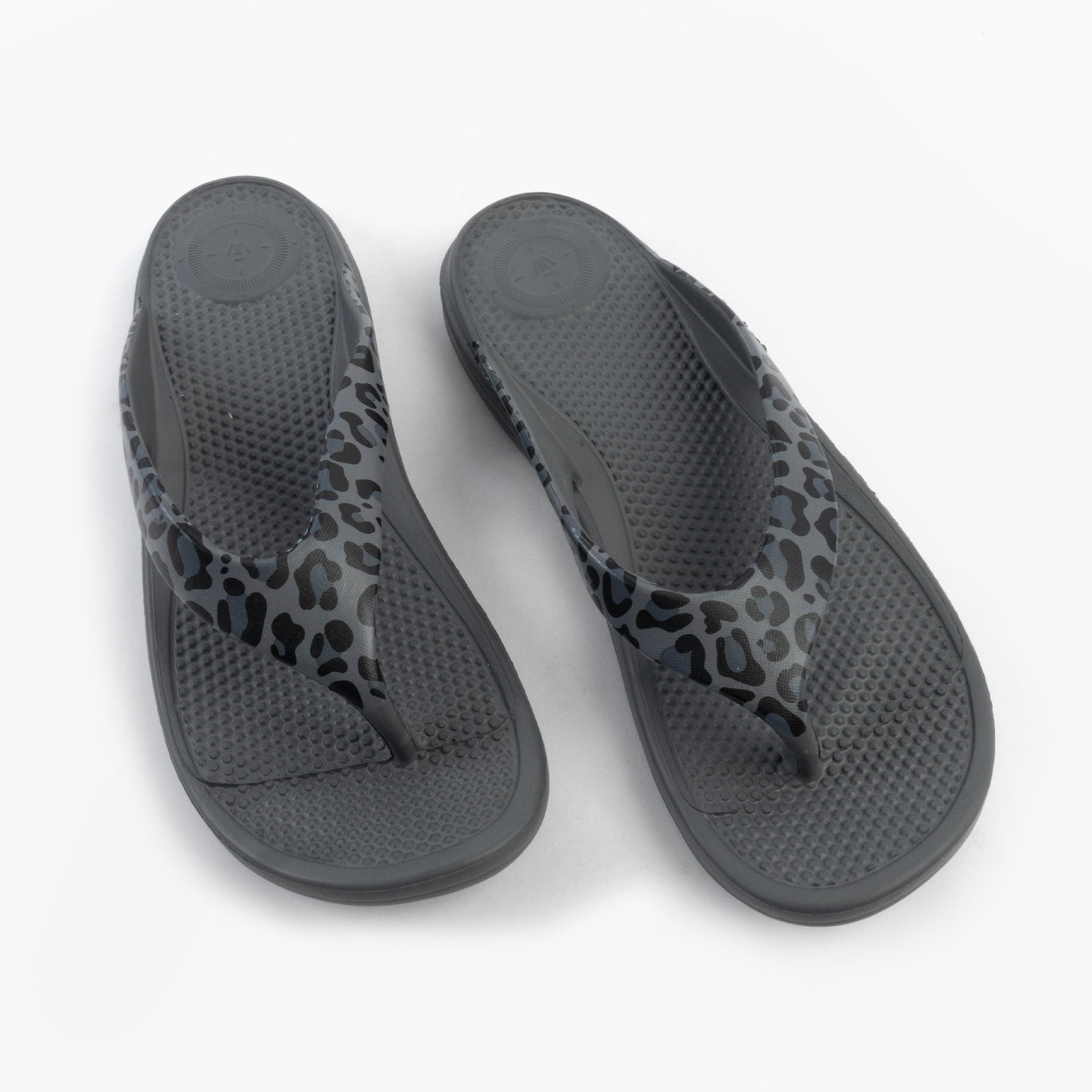 Totes Sol Bounce 0350FGLE Womens Toe Post Sandals Grey Leopard