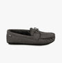 Totes Toasties SUEDETTE MOCCASIN Slippers WITH FAUX FUR LINING Mens Grey side view