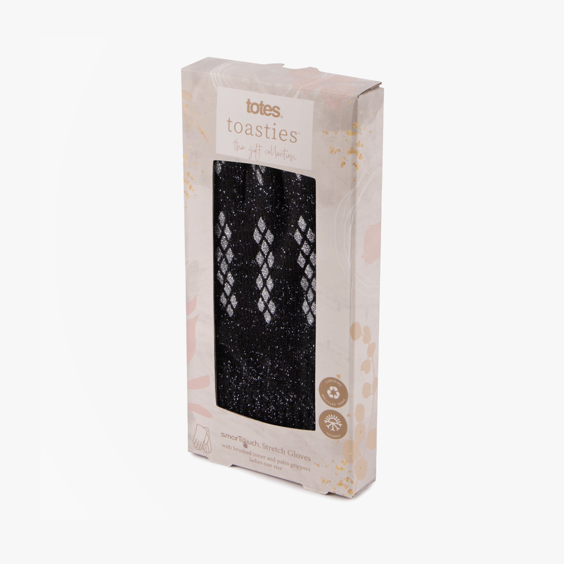 Totes Toasties STRETCH KNITTED SMARTOUCH GLOVES Womens Black Sparkle